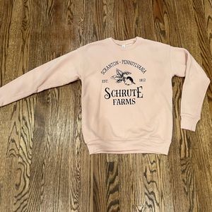 SCHRUTE FARMS SWEATSHIRT - color is pale peach
